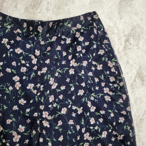 Foxiedox Carolina Navy Blue Ditsy Flower Print Wide Leg Pants NWT Size 4 - Picture 6 of 13